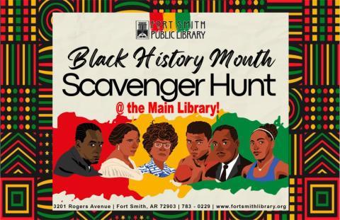 Black History Month scavenger hunt poster with famous African Americans
