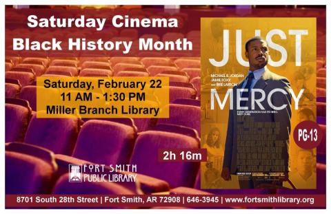 Saturday Cinema Saturday Cinema poster featuring the movie 'Just Mercy'