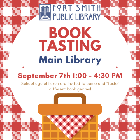 book tasting for school aged children, picture with a picnic basket