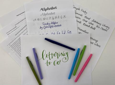 examples of different lettering styles and pens