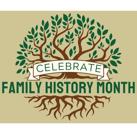 image of a tree and roots with the words "celebrate family history month"