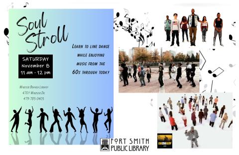 poster featuring line dancers and telling about soul stroll