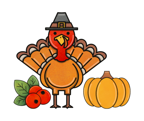 turkey, pumpkin, cranberries