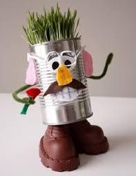 trashman craft made out of steel can, pipe cleaners, and other assorted trash
