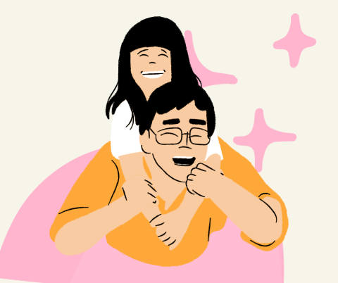 parent giving child a piggy back ride