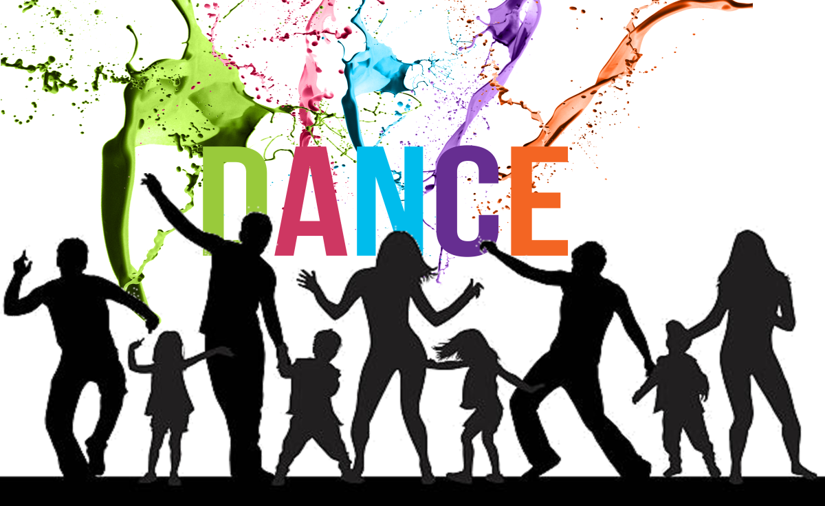 silhouette of family dancing
