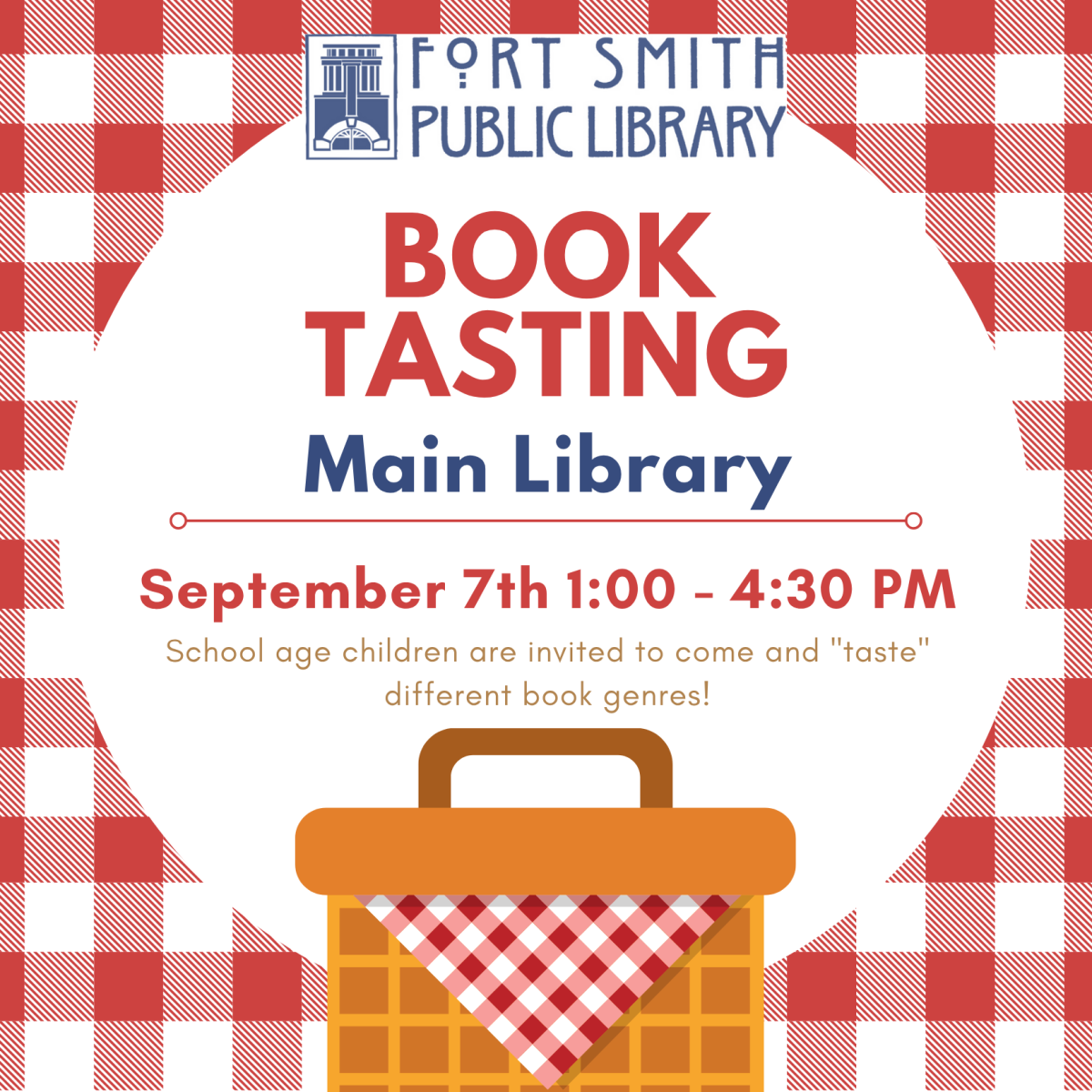 book tasting for school aged children, picture with a picnic basket