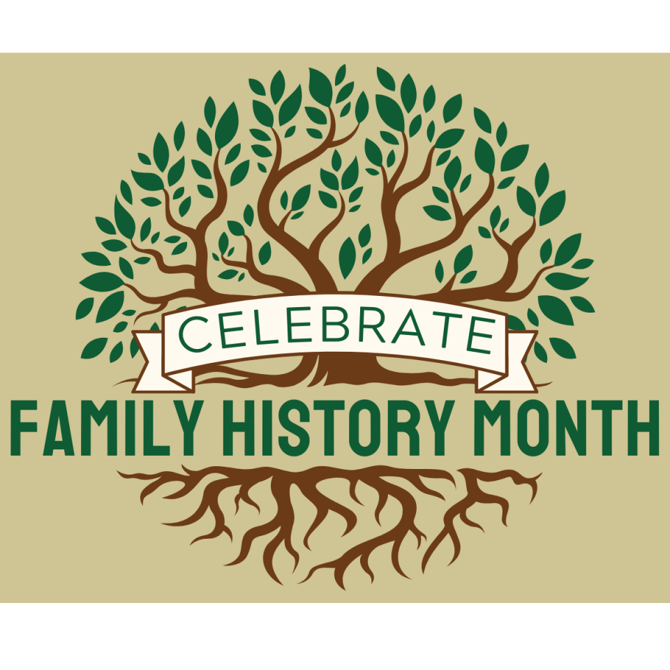 image of a tree and roots with the words "celebrate family history month"