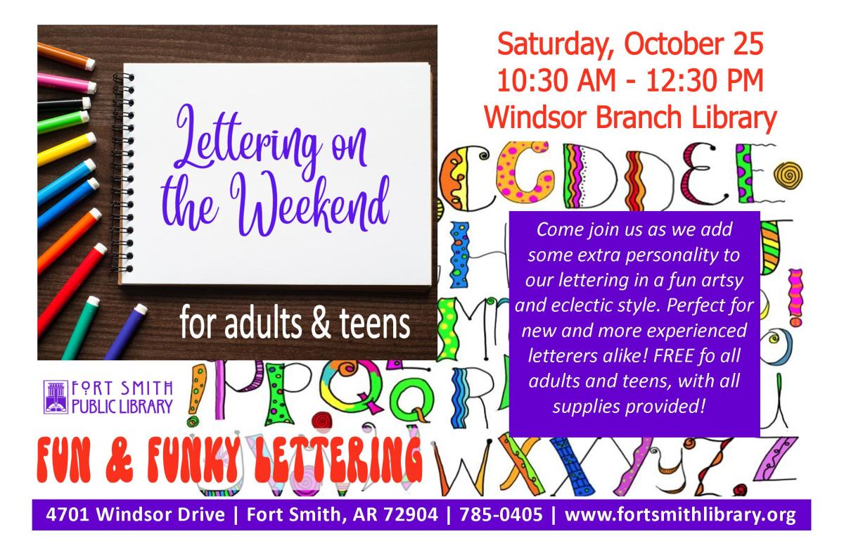 poster with information about lettering class