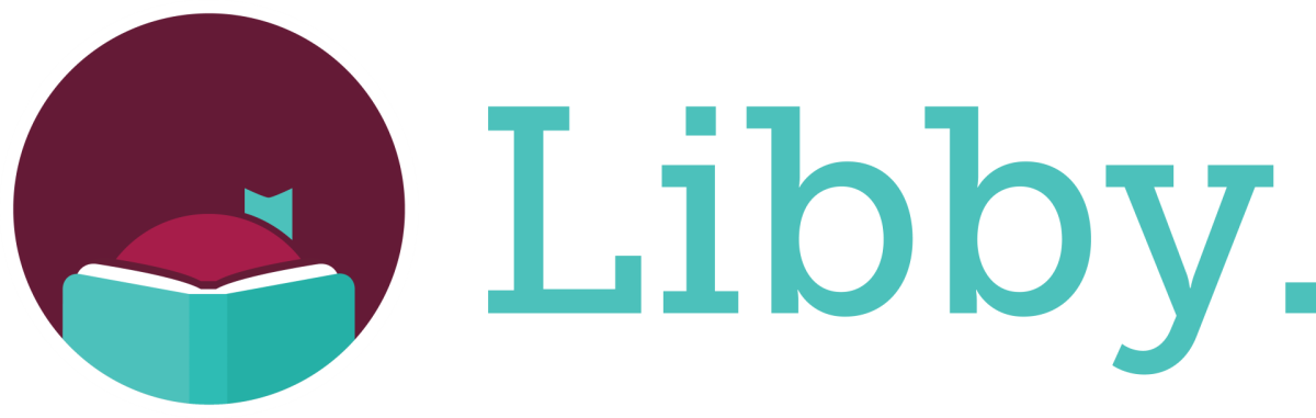 libby app logo with purple circle with head reading a book and the word Libby in aqua blue