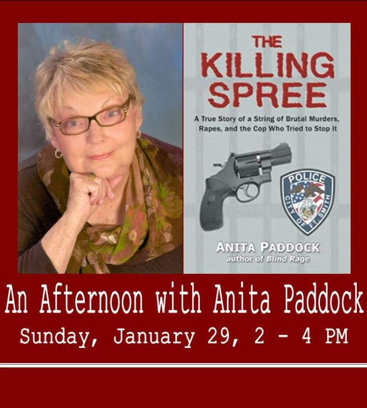 Anita Paddock image with the front cover of her book "The Killing Spree"